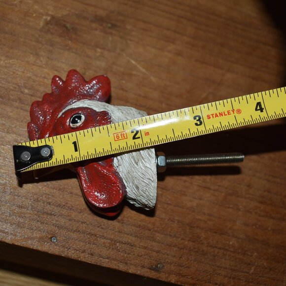 Rustic Country Farmhouse Resin Rooster Chicken Animal Drawer Knob - Picture 4 of 8